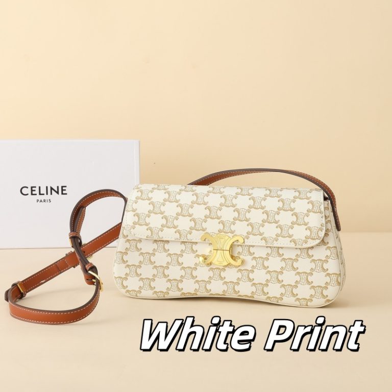CELINE High Quality Baguette Flap Bag Small Capacity Crossbody Buckle Letter Print 28x12x5cm LB110 (7)