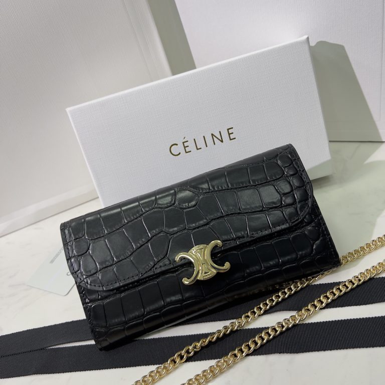 CELINE High Quality Flap Chain Bag Small Capacity Wallet Crossbody Shoulder Bag Metal Logo 19x10.5x3