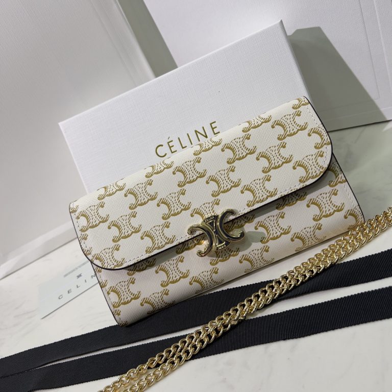 CELINE High Quality Flap Chain Bag Small Capacity Wallet Crossbody Shoulder Bag Metal Logo 19x10.5x3