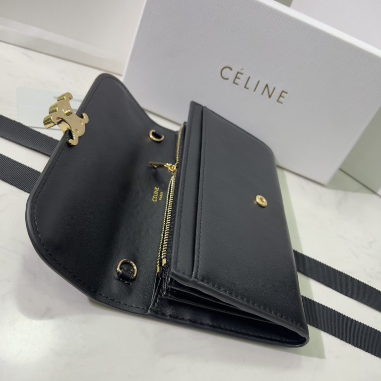 CELINE High Quality Flap Chain Bag Small Capacity Wallet Crossbody Shoulder Bag Metal Logo 19x10.5x3