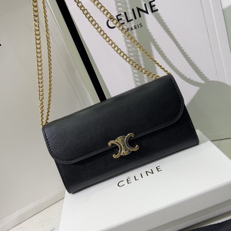 CELINE High Quality Flap Chain Bag Small Capacity Wallet Crossbody Shoulder Bag Metal Logo 19x10.5x3