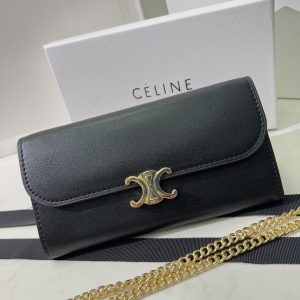 CELINE High Quality Flap Chain Bag Small Capacity Wallet Crossbody Shoulder Bag Metal Logo 19x10.5x3.5cm LB120