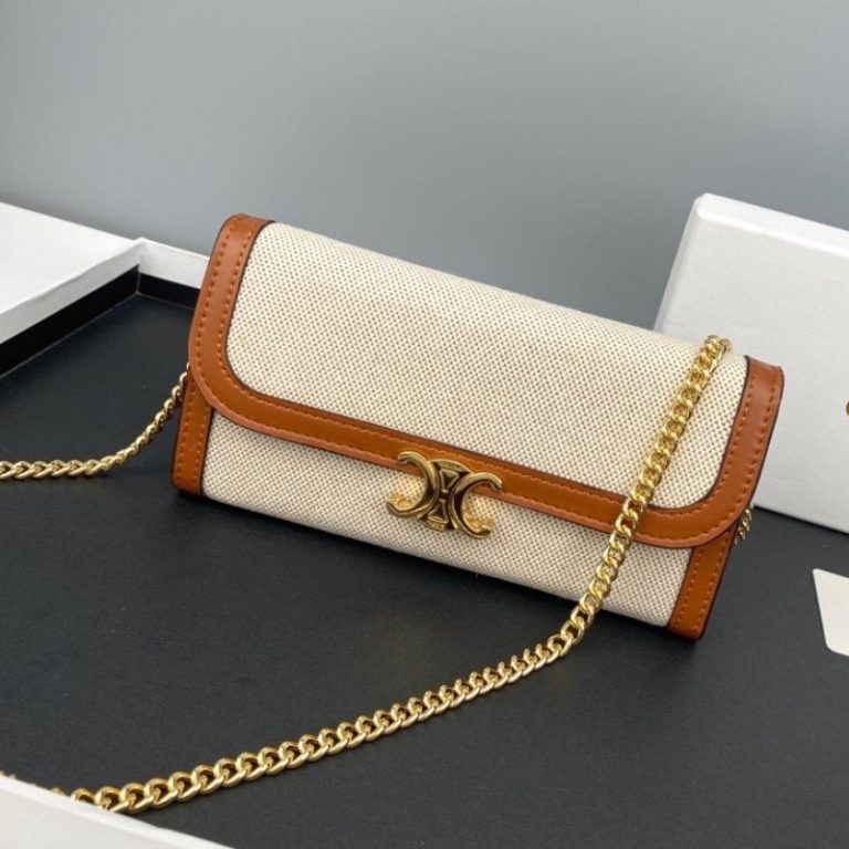 CELINE High Quality Flap Chain Bag Small Capacity Wallet Crossbody Shoulder Bag Metal Logo 19x10.5x3