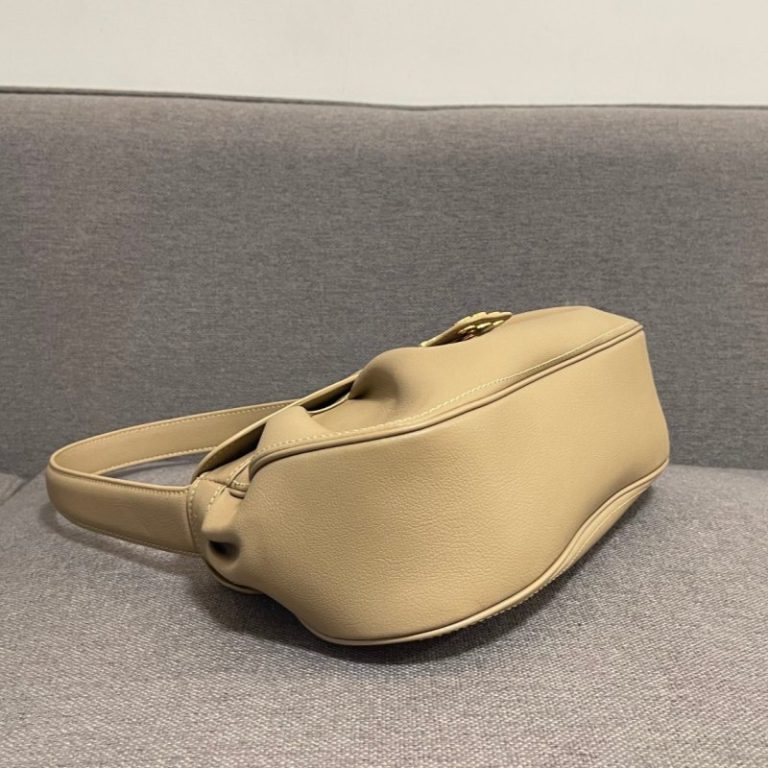 CELINE High Quality Polly Baguette Bag Cowhide Sheepskin Lining Flap Soft Pleated Handbag Shoulder Bag 33x19x9cm LB115 (4)