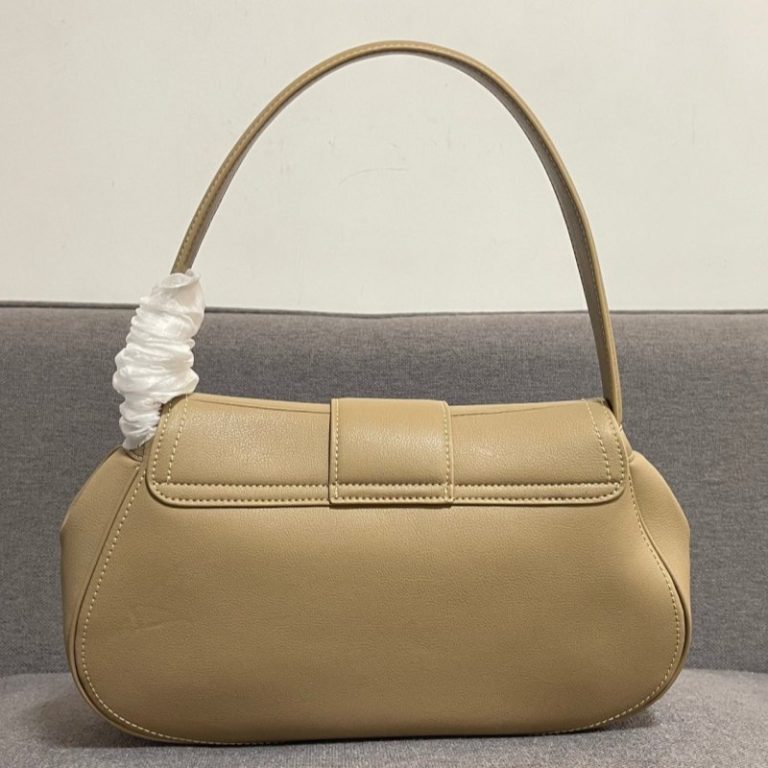 CELINE High Quality Polly Baguette Bag Cowhide Sheepskin Lining Flap Soft Pleated Handbag Shoulder Bag 33x19x9cm LB115 (6)