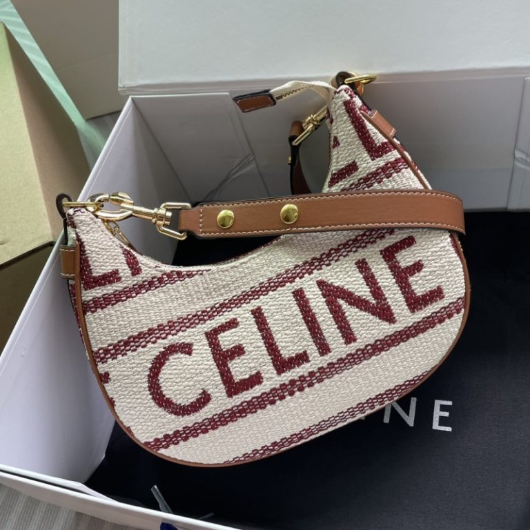 CELINE High Quality Single Shoulder Crescent Bag Underarm Bag Zipper Letter Woven 24x13cm LB119 (5)