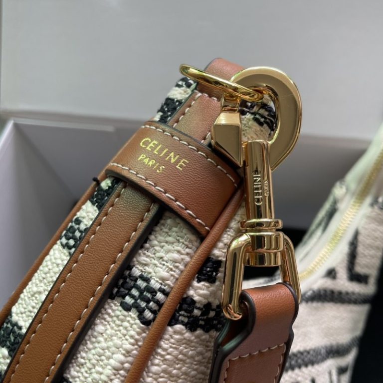 CELINE High Quality Single Shoulder Crescent Bag Underarm Bag Zipper Letter Woven 24x13cm LB119 (8)