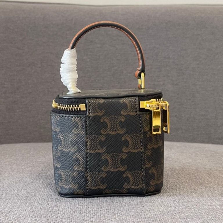 CELINE High Quality Square Bag Zipper Mini Leather Handbag Shoulder 12.5×11