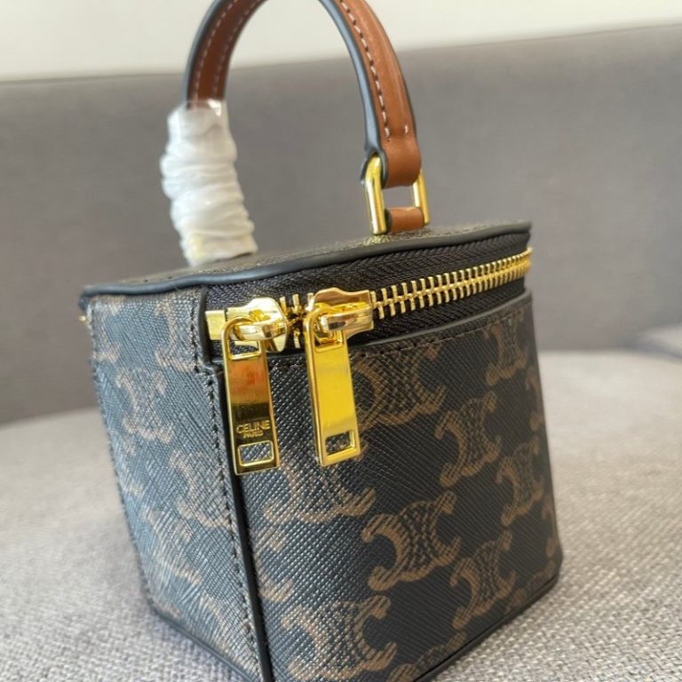 CELINE High Quality Square Bag Zipper Mini Leather Handbag Shoulder 12.5×11
