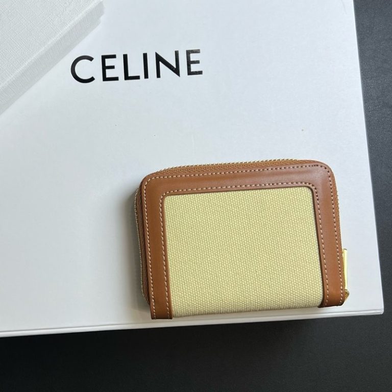 CELINE High Quality TRIOMPHE CUIR Zip Around Wallet Smooth Calfskin 10x9x1cm LB117 (7)
