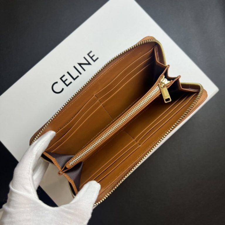 CELINE High Quality TRIOMPHE CUIR Zip Around Wallet Smooth Calfskin 19x10x1cm LB116 (1)