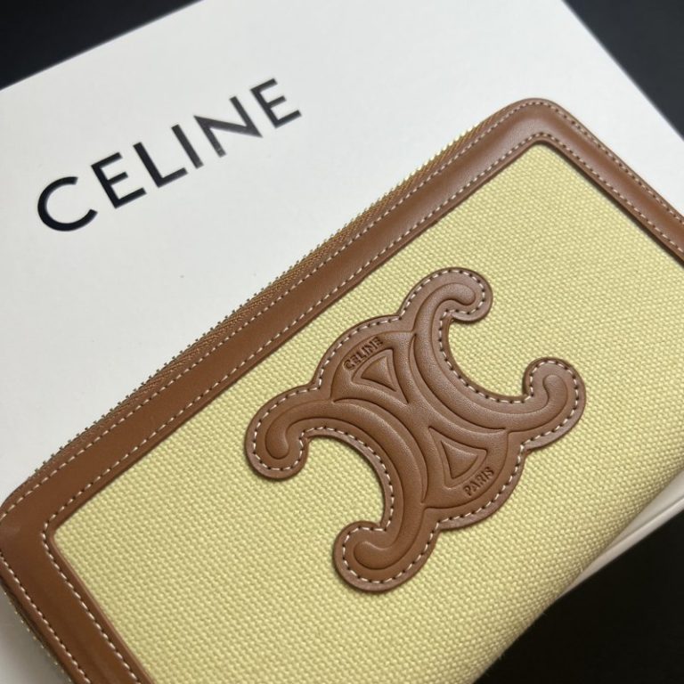 CELINE High Quality TRIOMPHE CUIR Zip Around Wallet Smooth Calfskin 19x10x1cm LB116 (2)