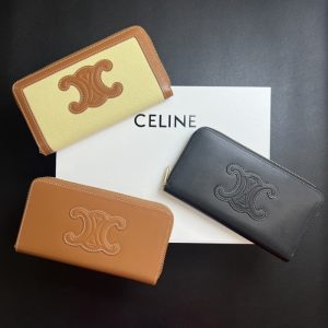 CELINE High Quality TRIOMPHE CUIR Zip Around Wallet Smooth Calfskin 19x10x1cm LB116