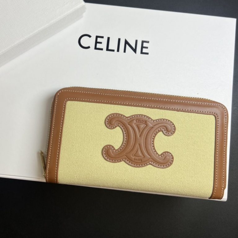 CELINE High Quality TRIOMPHE CUIR Zip Around Wallet Smooth Calfskin 19x10x1cm LB116 (7)