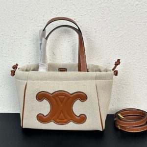 CELINE High Quality Tote Bag Leather Braided Stitched Logo Large Capacity Crossbody Shoulder Strap Handbag 22x17x15cm LB111