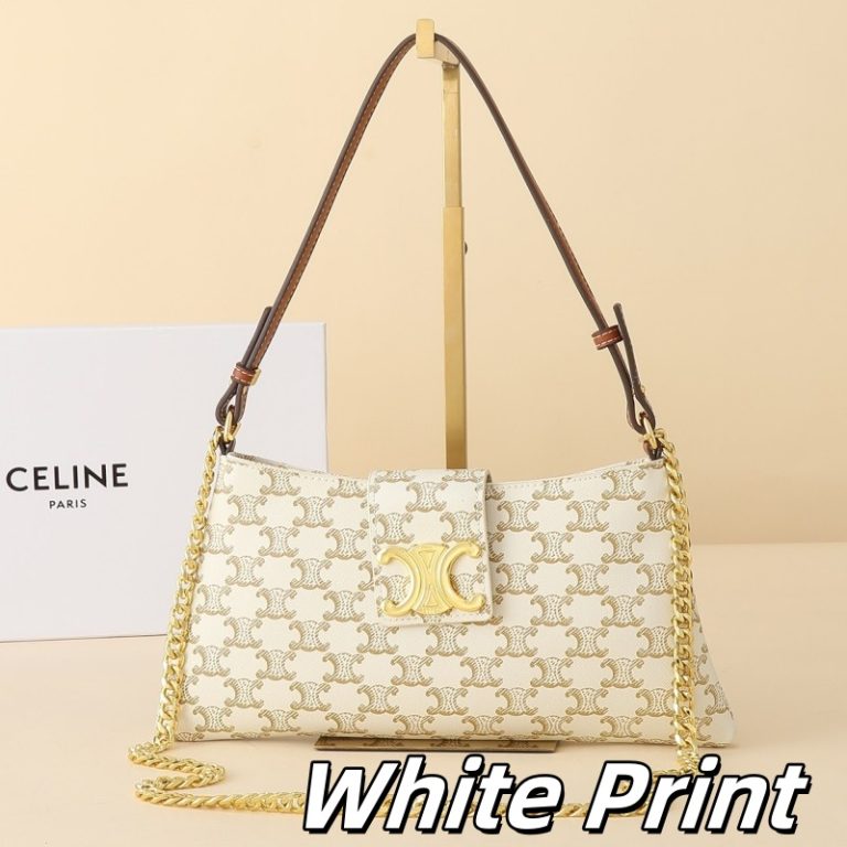 CELINE High Quality Underarm Bag Zipper Small Capacity Chain Crossbody Bag Buckle Letter Print 23x14cm LB112 (11)