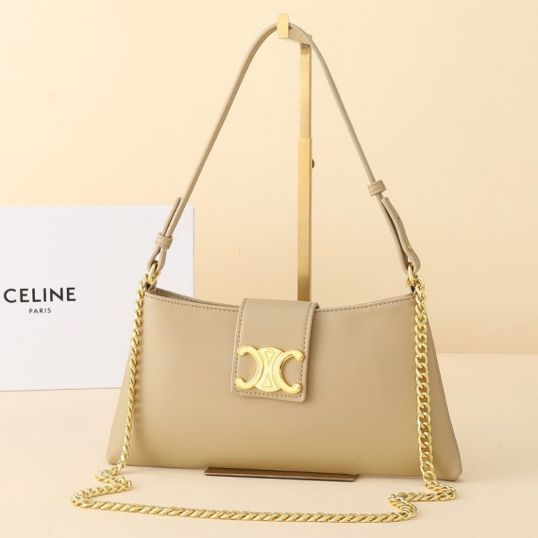 CELINE High Quality Underarm Bag Zipper Small Capacity Chain Crossbody Bag Buckle Letter Print 23x14cm LB112 (3)