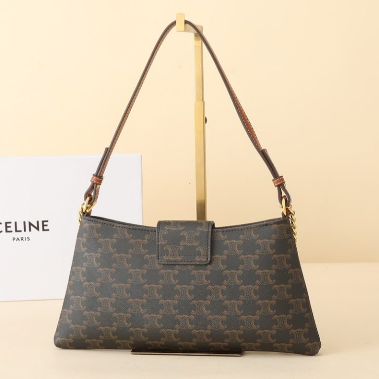 CELINE High Quality Underarm Bag Zipper Small Capacity Chain Crossbody Bag Buckle Letter Print 23x14cm LB112 (5)