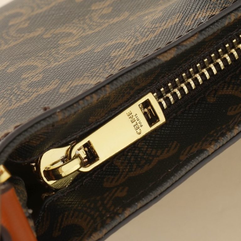 CELINE High Quality Underarm Bag Zipper Small Capacity Chain Crossbody Bag Buckle Letter Print 23x14cm LB112 (8)