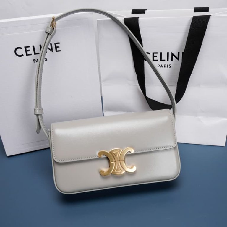 Celine Triomphe Shiny Cowhide Leather Underarm Bag-3