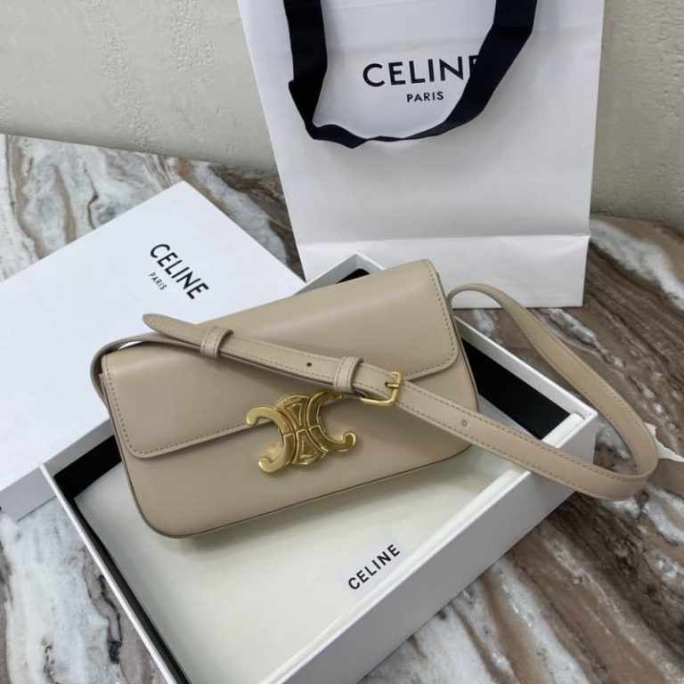 Celine Triomphe Shiny Cowhide Leather Underarm Bag-4