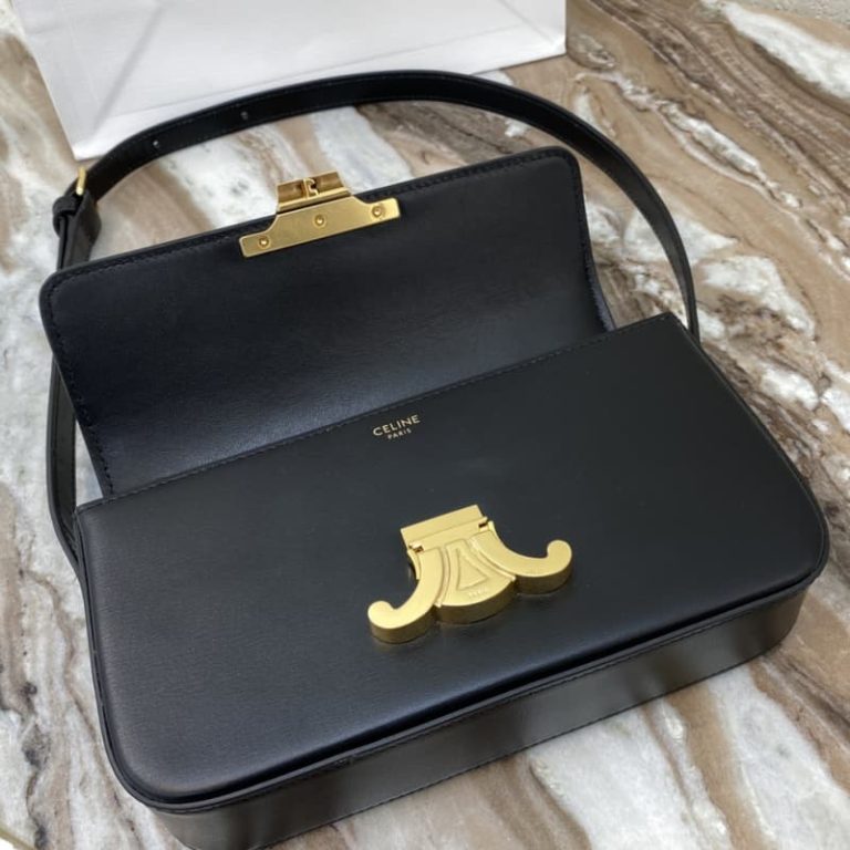 Celine Triomphe Shiny Cowhide Leather Underarm Bag-6
