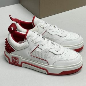 Christian Louboutin Men Women Loubishark leather Red white rivets sneakers SH112