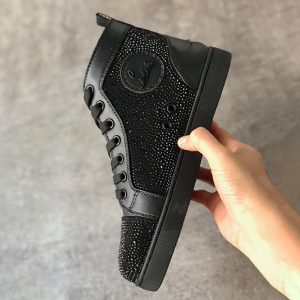 Christian Louboutin top quality black leather Martin boots with black diamonds on the surface SH037
