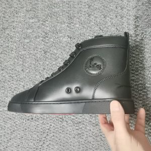 Christian Louboutin high quality high top black leather smooth Doc Martens SH040