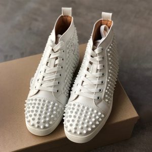 Christian Louboutin high quality Doc Martens Studded Mini Boots White leather mini boots SH039