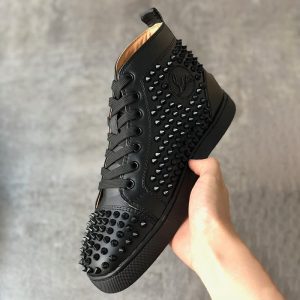 Christian Louboutin high quality black leather Doc Martens with studded mini booties SH036