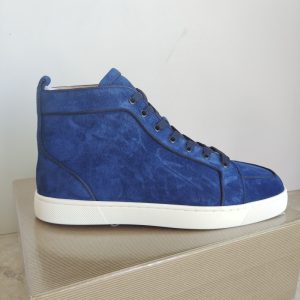 Christian Louboutin top quality mid-top blue suede walking shoes sneaker SH124