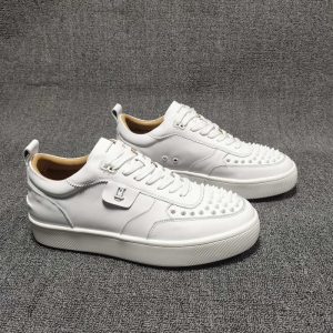 Christian Louboutin top quality real leather white sneaker spikes SH138