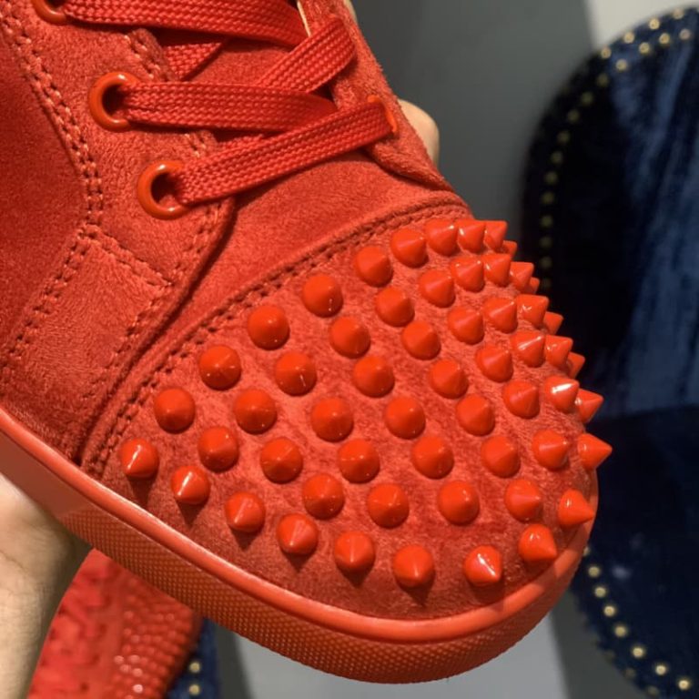 Christian Louboutin top quality red velvet spikes 3