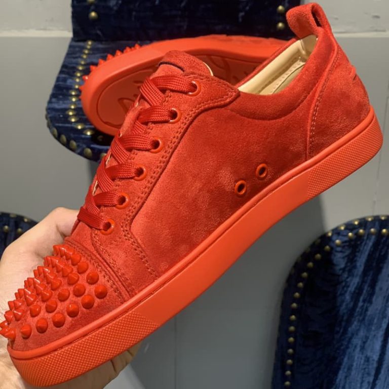 Christian Louboutin top quality red velvet spikes 4