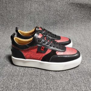Christian Louboutin top quality suede calf black red contrast sneaker spikes SH137