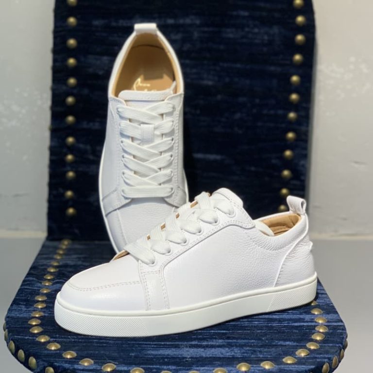 Christian Louboutin's wome Men black white leather platform dress shoes-5