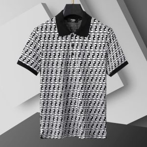 FENDI Letter Printed Short Sleeve Summer Shirt Men Loose T-shirt FZ293