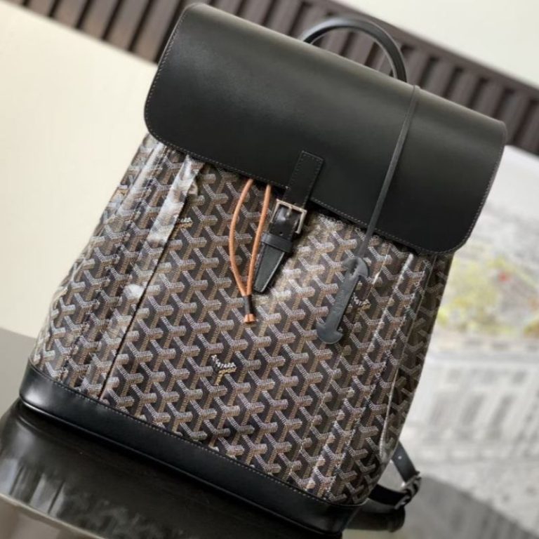 Goyard Best Quality Dogtooth Pattern Backpack Drawstring Handle Multiple Pockets Large Capacity 39x15