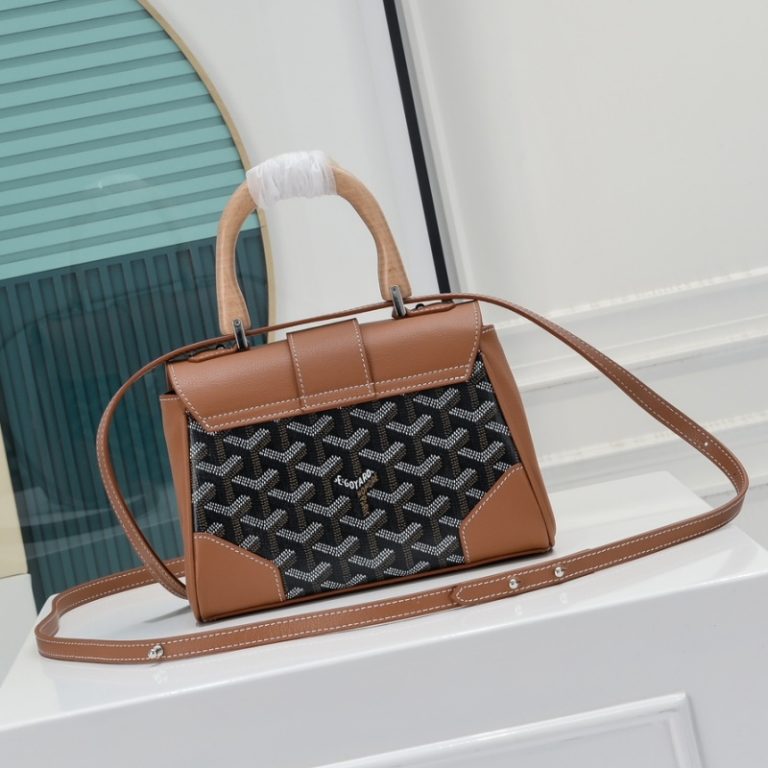 Goyard Best Quality Leather Mini Saigon With Wooden Handle Flap 20x8x15cm LB173 (1)