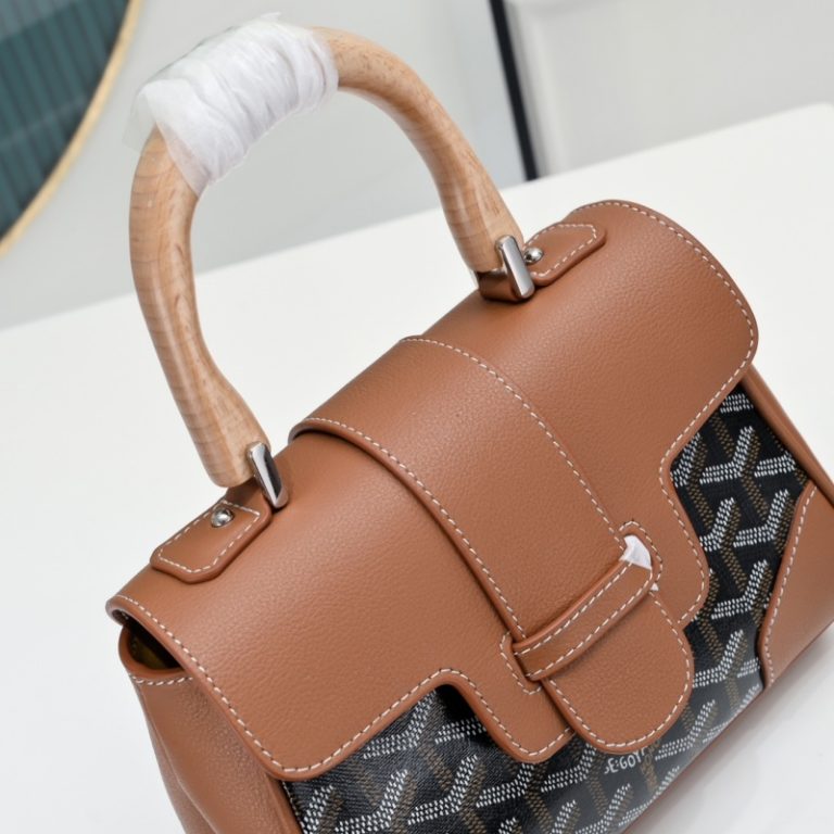 Goyard Best Quality Leather Mini Saigon With Wooden Handle Flap 20x8x15cm LB173 (11)