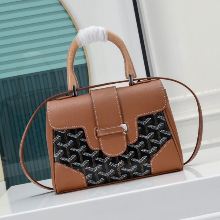 Goyard Best Quality Leather Mini Saigon With Wooden Handle Flap 20x8x15cm LB173 (3)