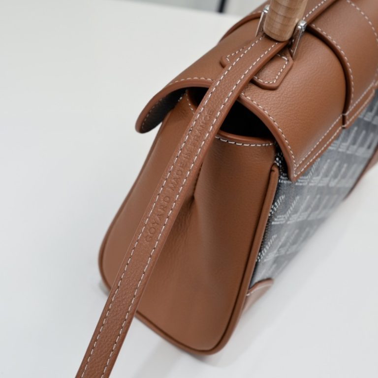 Goyard Best Quality Leather Mini Saigon With Wooden Handle Flap 20x8x15cm LB173 (5)