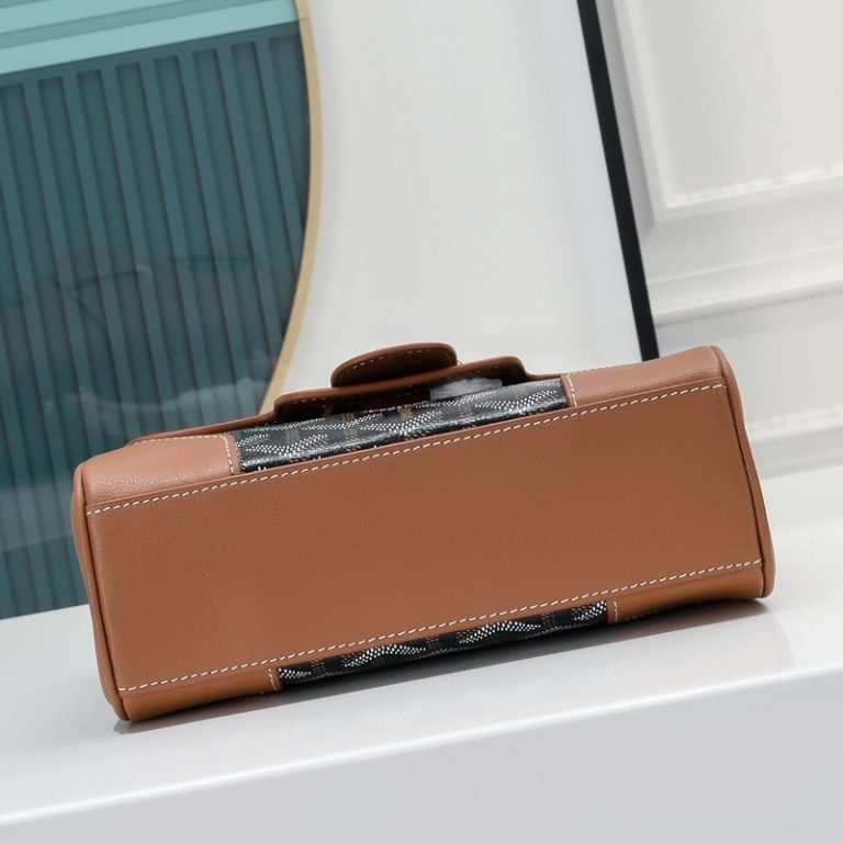 Goyard Best Quality Leather Mini Saigon With Wooden Handle Flap 20x8x15cm LB173 (9)