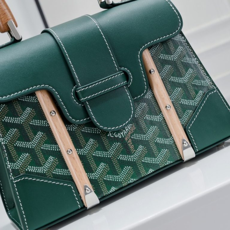 Goyard Best Quality Leather Saigon Mini Wooden Handle Handbag Crossbody Shoulder Strap 22x14x9cm LB174 (10)