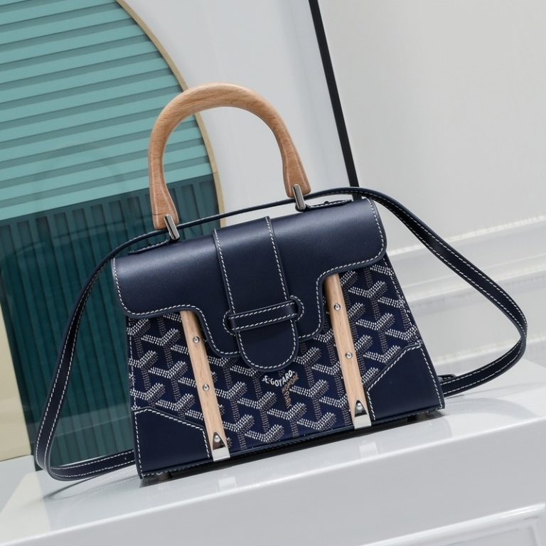 Goyard Best Quality Leather Saigon Mini Wooden Handle Handbag Crossbody Shoulder Strap 22x14x9cm LB174 (3)