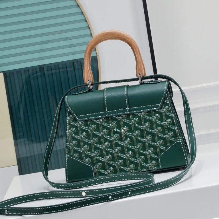 Goyard Best Quality Leather Saigon Mini Wooden Handle Handbag Crossbody Shoulder Strap 22x14x9cm LB174 (6)