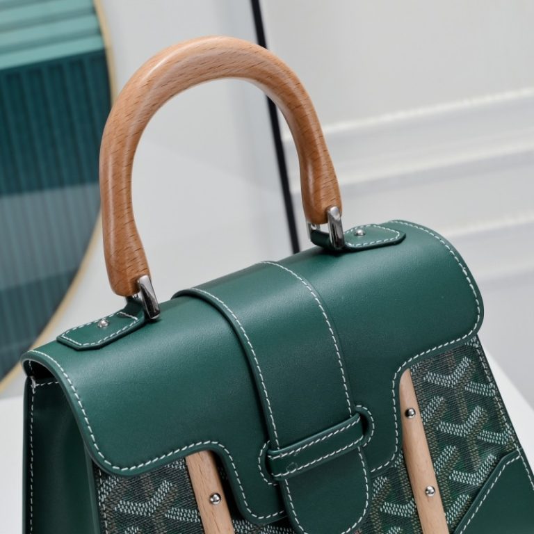 Goyard Best Quality Leather Saigon Mini Wooden Handle Handbag Crossbody Shoulder Strap 22x14x9cm LB174 (8)