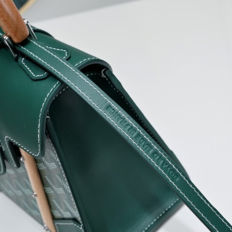 Goyard Best Quality Leather Saigon Mini Wooden Handle Handbag Crossbody Shoulder Strap 22x14x9cm LB174 (9)