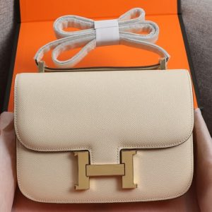 Hermes top quality fashion casual bag shoulder bag leather chain strap shiny calfskin gold plated accessories 22*6*17CM LB206